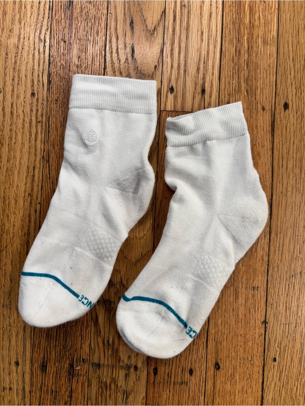 Stance White Ankle Socks with Teal Accent - Women's